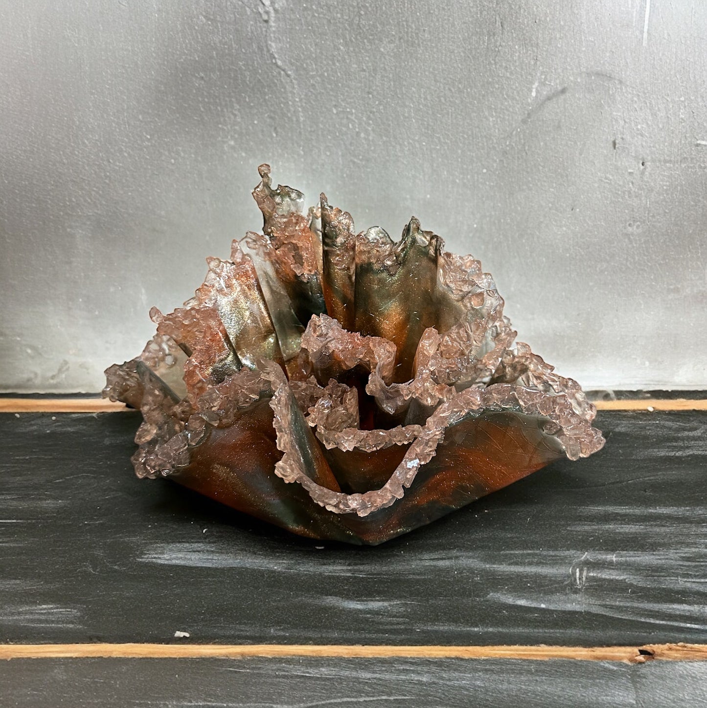 Green and Peach Art Sculpture