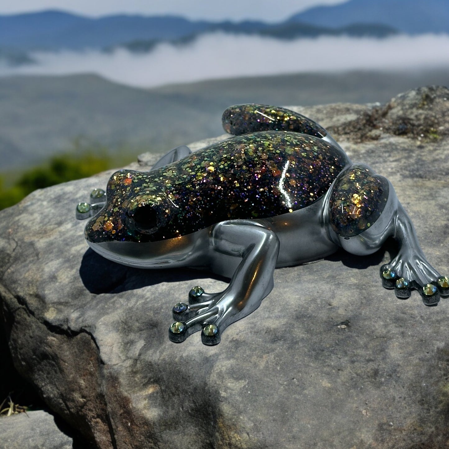 Silver and glitter frog