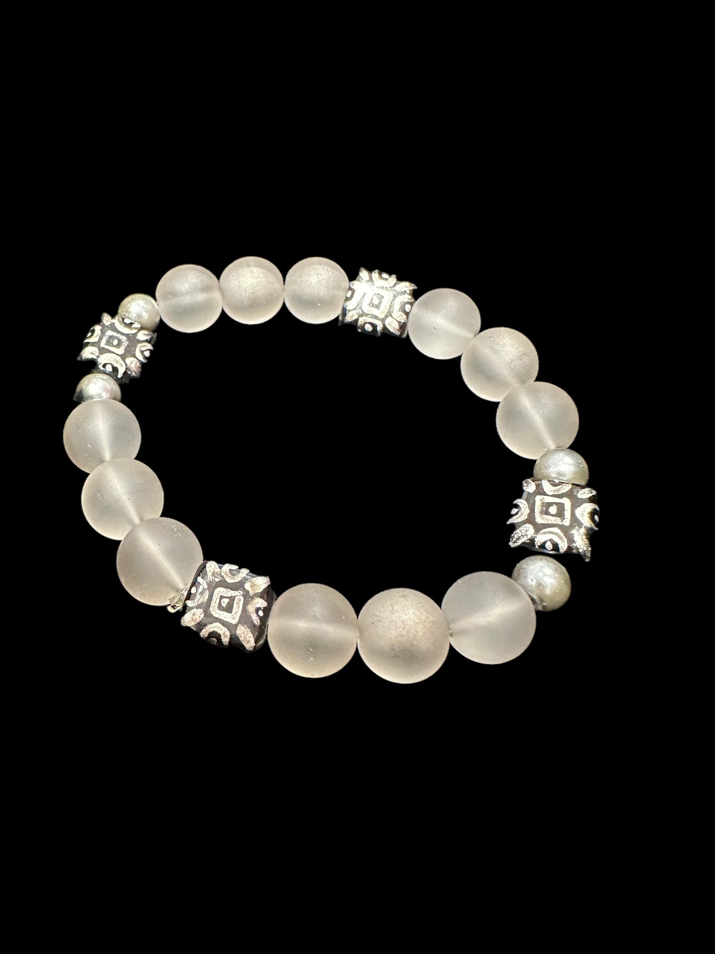 Frosted Grey Beaded Bracelet