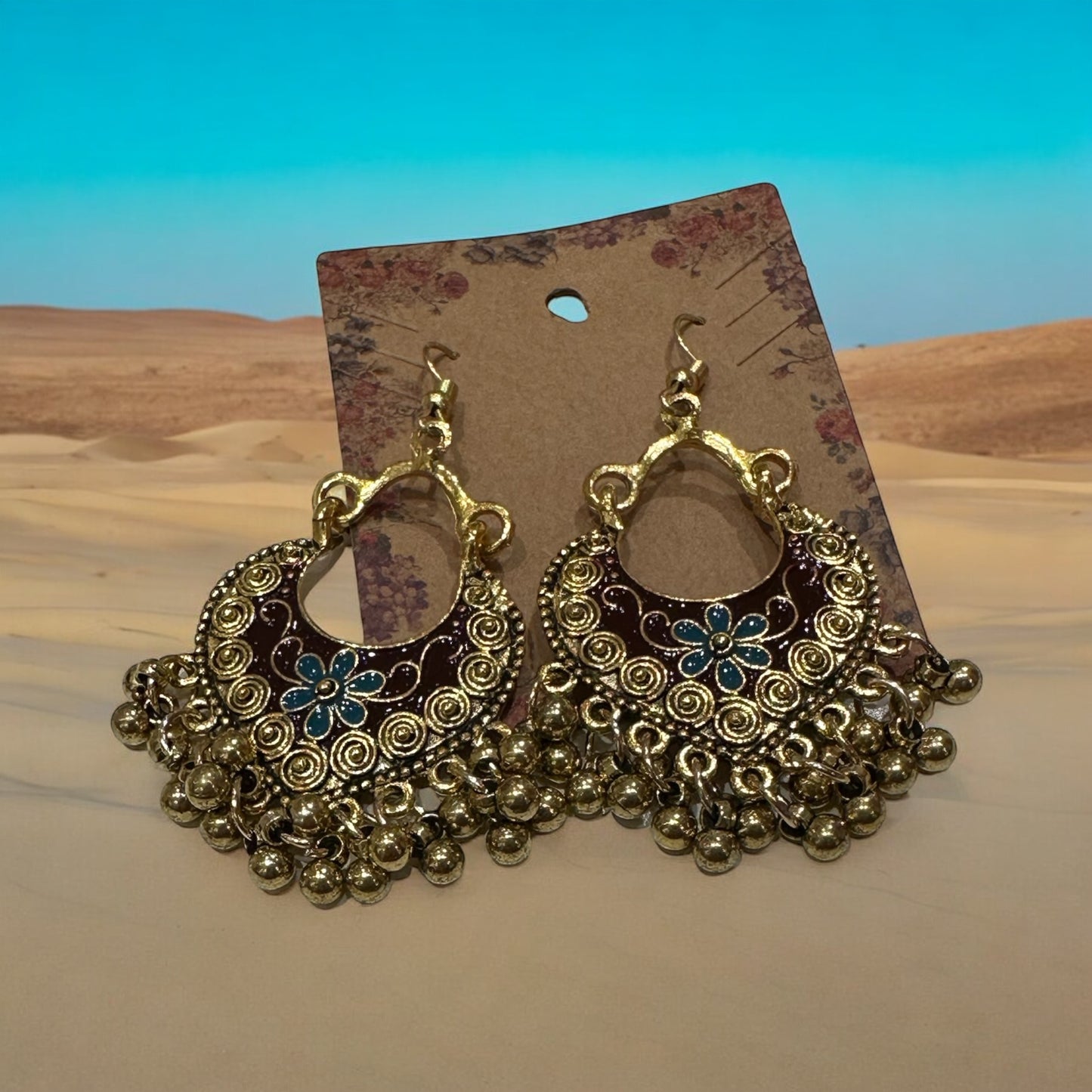 Burgundy Moroccan Style Earrings