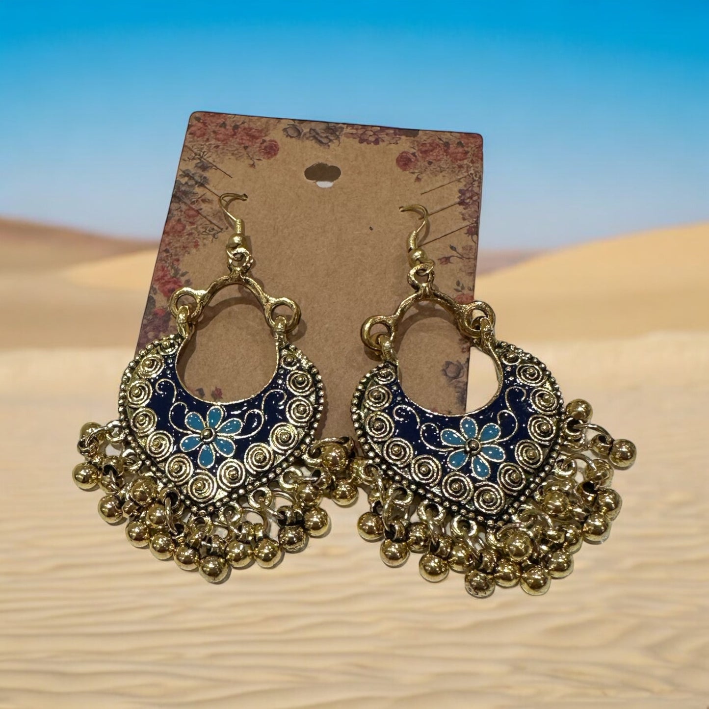 Blue Moroccan Design Earrings