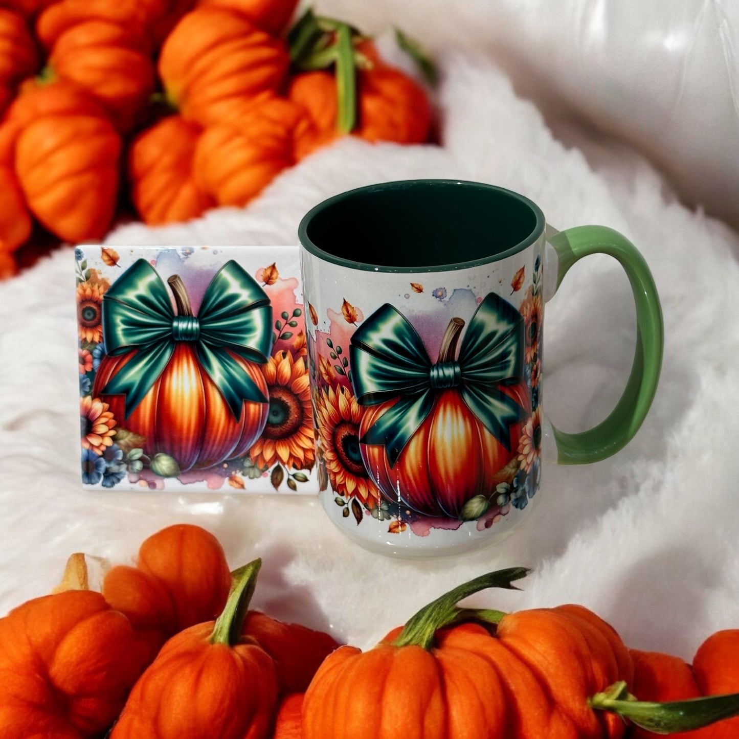 Fall Pumpkin Mug and Coaster