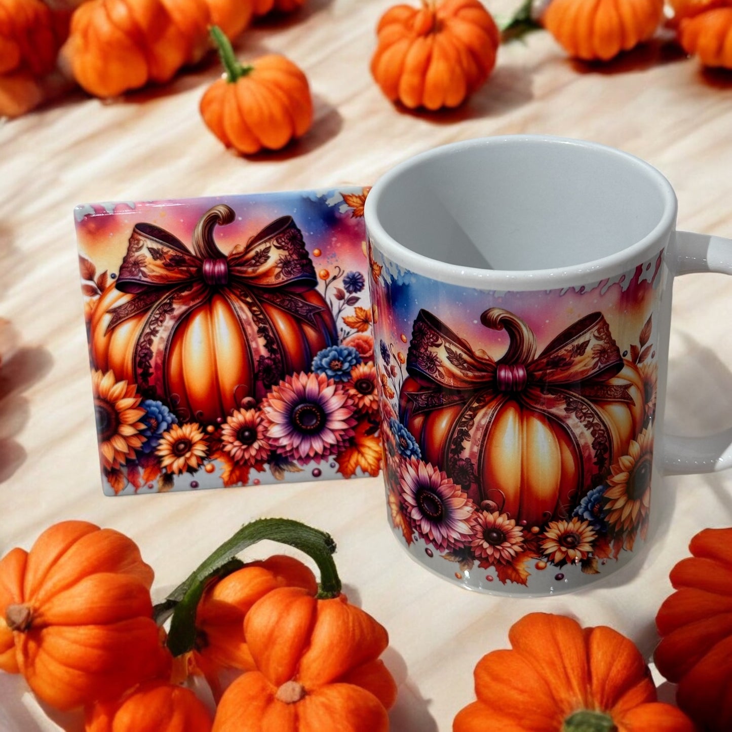 Fall Pumpkin Mug and Coaster