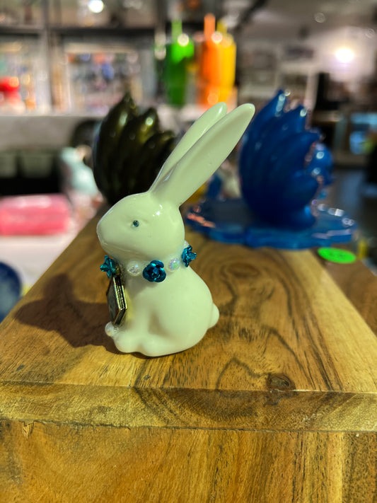 White Rabbit Figurine with Wonderland Charm