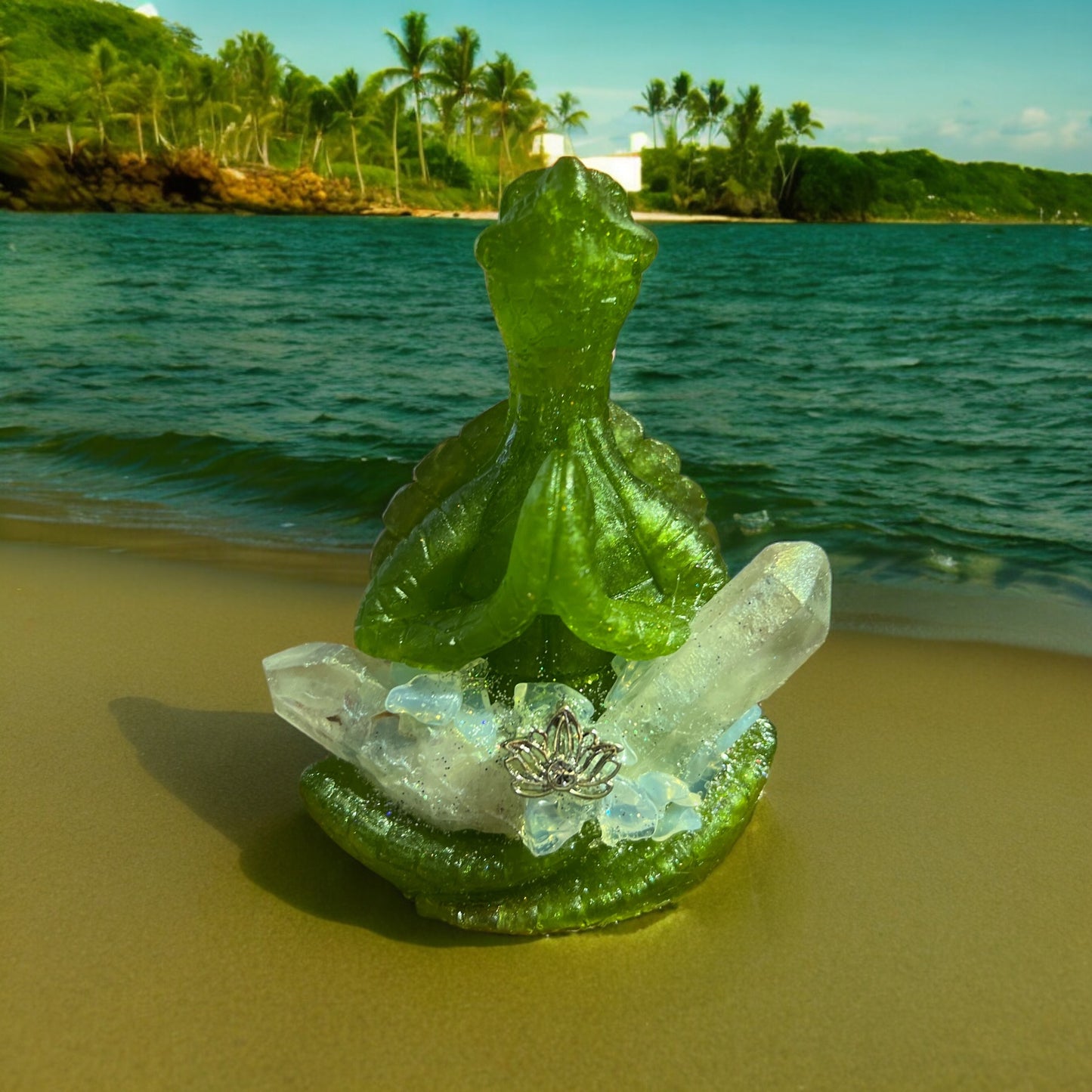 Tranquil Frog Meditation Crystal Sculpture